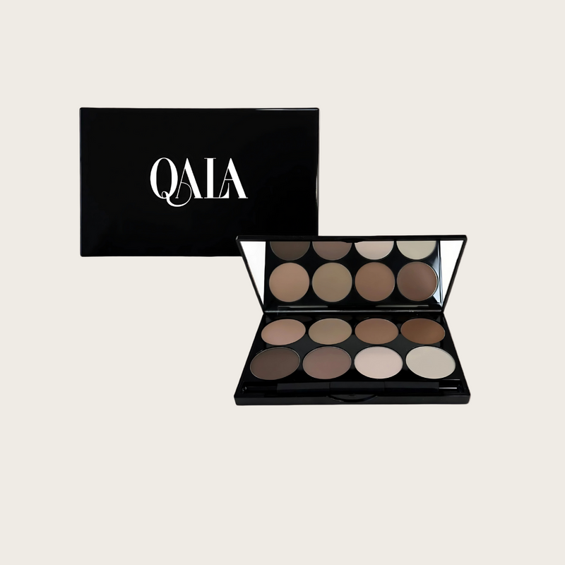 QALA Luminé Contour Sculpt Kit – 8-shade contour and highlight palette with cucumber extract