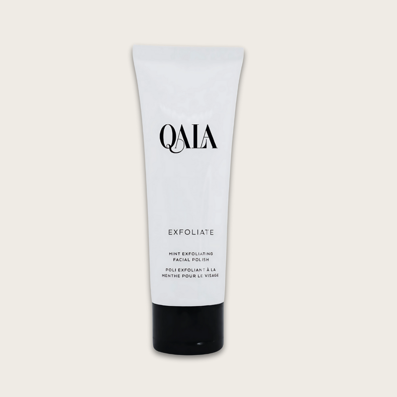 QALA Mint Exfoliate Scrub in sustainable jar – natural mint formula gently buffs away dead skin, leaving it smooth, refreshed, and radiant. Vegan & cruelty-free skincare.
